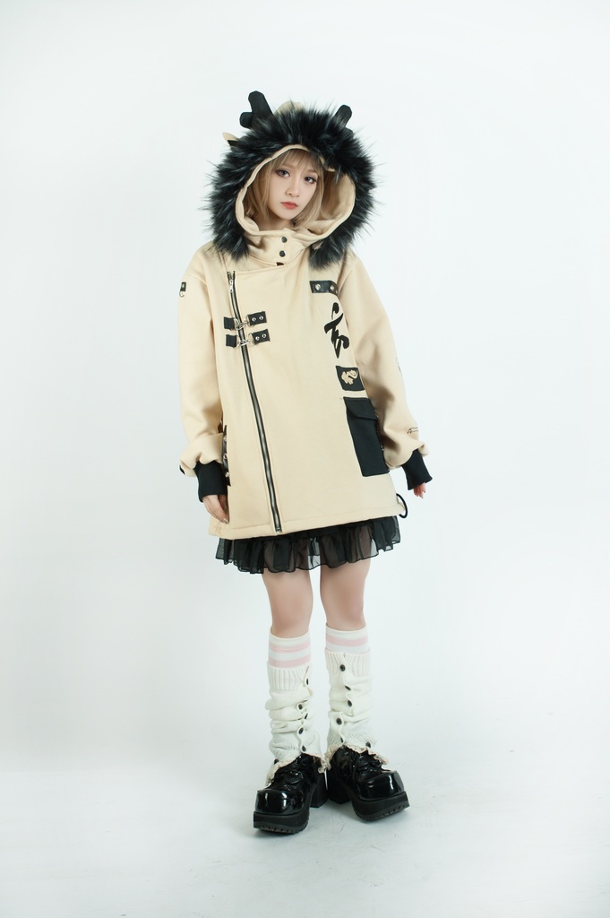 Jillpunk芝麻コラボ 中華風 チャイナモード 東方神獣 龍神王 龍角 クラスプ留め具 ゆったりパーカー 裏起毛 フード付きジャケット オリジナルメンズ レディーズ カジュアル おしゃれ大きいサイズ男女兼用カッコいい 兄系