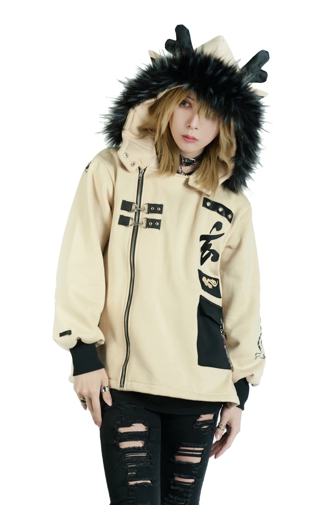 Jillpunk芝麻コラボ 中華風 チャイナモード 東方神獣 龍神王 龍角 クラスプ留め具 ゆったりパーカー 裏起毛 フード付きジャケット オリジナルメンズ レディーズ カジュアル おしゃれ大きいサイズ男女兼用カッコいい 兄系