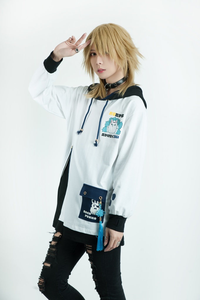 Jillpunk芝麻コラボ 中華風 チャイナモード 白面九尾狐X自宅警備員コラボ 狐耳 吉祥結びタッセル しっぽアクセサリー ゆったり 長袖パーカー フード付きトレーナー オリジナルメンズ レディーズ カジュアル おしゃれ大きいサイズ男女兼用可愛い秋葉系