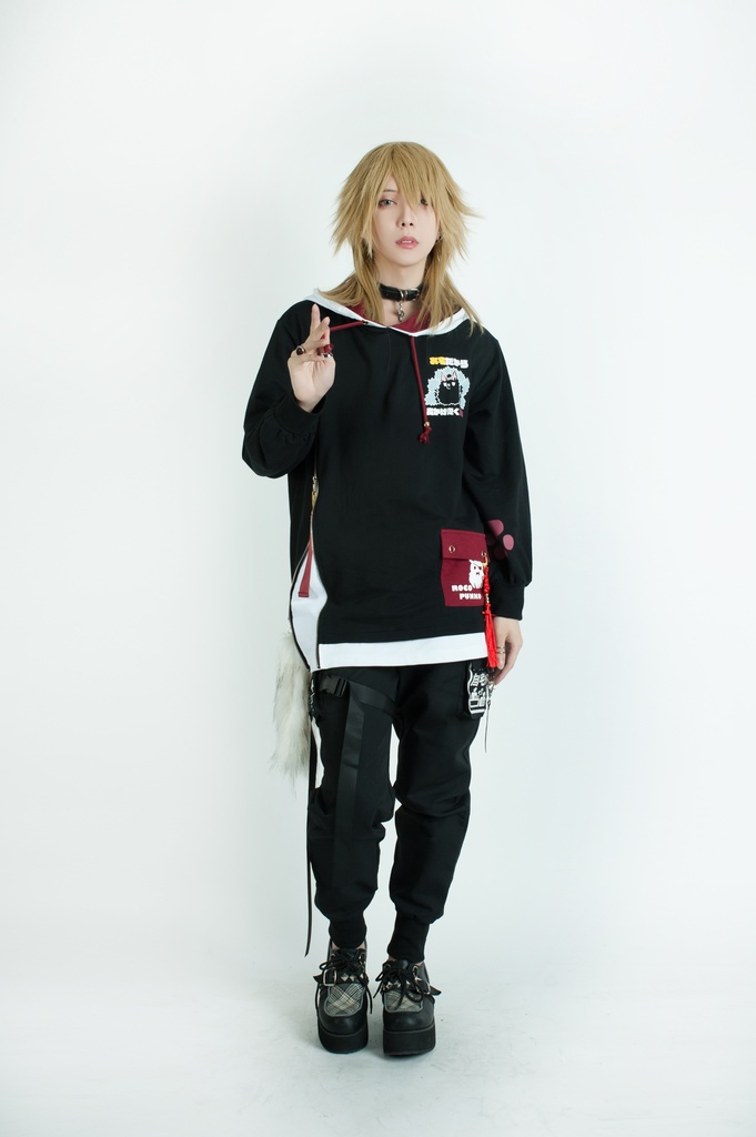 Jillpunk芝麻コラボ 中華風 チャイナモード 白面九尾狐X自宅警備員コラボ 狐耳 吉祥結びタッセル しっぽアクセサリー ゆったり 長袖パーカー フード付きトレーナー オリジナルメンズ レディーズ カジュアル おしゃれ大きいサイズ男女兼用可愛い秋葉系