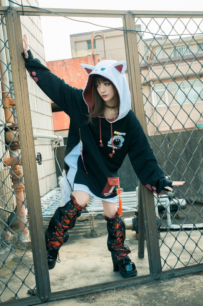 Jillpunk芝麻コラボ 中華風 チャイナモード 白面九尾狐X自宅警備員コラボ 狐耳 吉祥結びタッセル しっぽアクセサリー ゆったり 長袖パーカー フード付きトレーナー オリジナルメンズ レディーズ カジュアル おしゃれ大きいサイズ男女兼用可愛い秋葉系