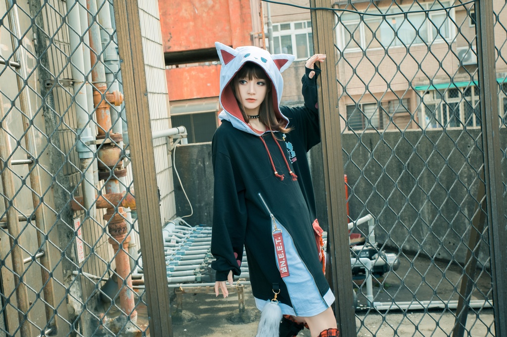 Jillpunk芝麻コラボ 中華風 チャイナモード 白面九尾狐X自宅警備員コラボ 狐耳 吉祥結びタッセル しっぽアクセサリー ゆったり 長袖パーカー フード付きトレーナー オリジナルメンズ レディーズ カジュアル おしゃれ大きいサイズ男女兼用可愛い秋葉系