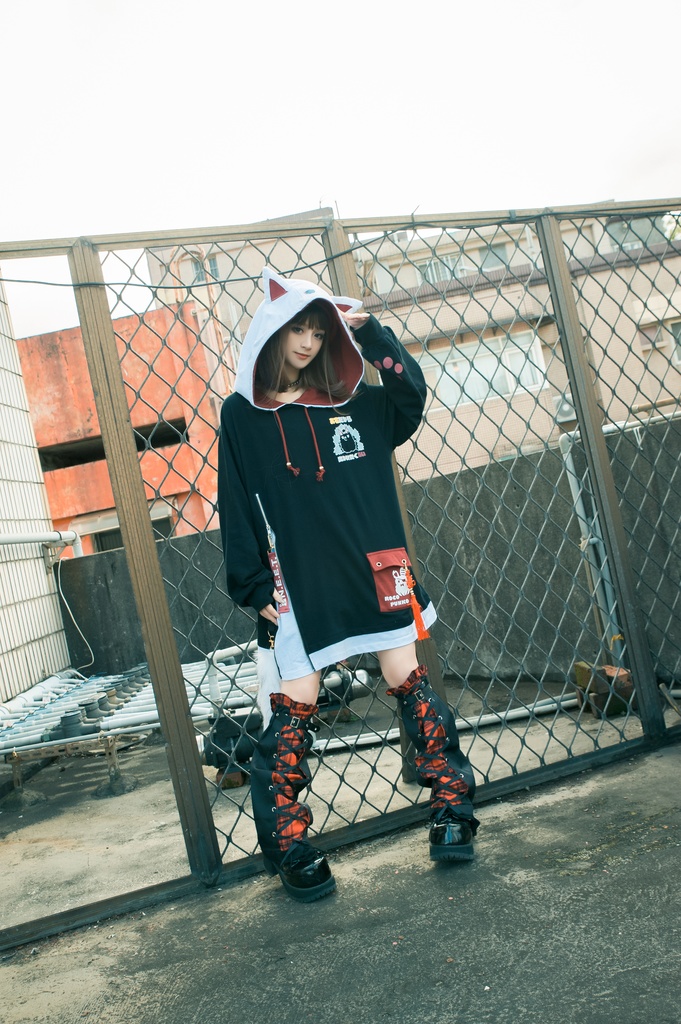 Jillpunk芝麻コラボ 中華風 チャイナモード 白面九尾狐X自宅警備員コラボ 狐耳 吉祥結びタッセル しっぽアクセサリー ゆったり 長袖パーカー フード付きトレーナー オリジナルメンズ レディーズ カジュアル おしゃれ大きいサイズ男女兼用可愛い秋葉系