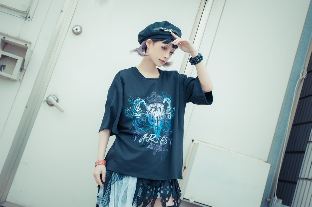 Jillpunkパンクロック 火炎の宿曜 おひつじ牡羊座プリント ゆったり半袖 Tシャツ Oversizeオーバーサイズ オリジナル カッコいいメンズ レディー V系 おしゃれ大きいサイズ男女兼用ファッション