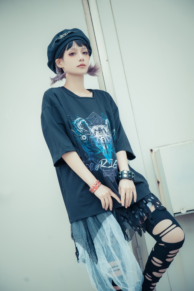 Jillpunkパンクロック 火炎の宿曜 おひつじ牡羊座プリント ゆったり半袖 Tシャツ Oversizeオーバーサイズ オリジナル カッコいいメンズ レディー V系 おしゃれ大きいサイズ男女兼用ファッション