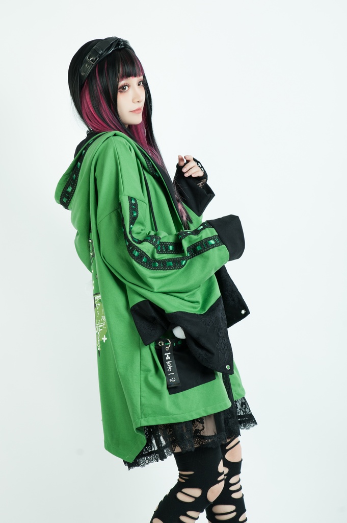 Jillpunk和風モード戦国武将物語 西国の智将 毛利元就 家紋刺繡 花レースキモノスリーブ ウィッチフード ポンポン付き現代羽織 ウィザード 和装ジャケットブレザー オリジナル メンズ レディー V系カッコいい おしゃれ男女兼用ファッション秋葉系