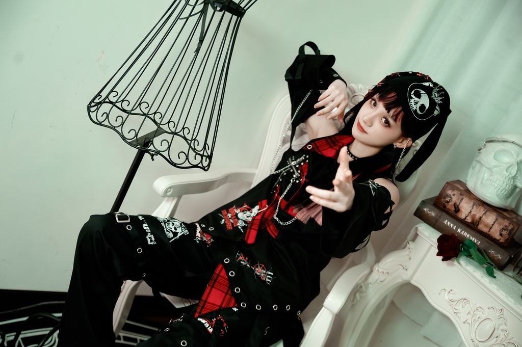 Jillpunkパンク ロック ソウル喰らい タータンチェック柄 ノースリーブ バックベルト ドレスシャツ 飾りチェーン アームカバー付き オリジナル メンズ レディー V系 おしゃれ 男女兼用ファッション カッコいい