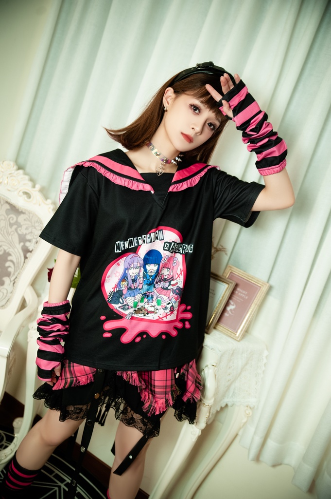 Jillpunk パンク 地雷系 甜牙草莓コラボ タータンチェック柄 ケージハーネスストラップ レースヘム Aライン ショートスカート オリジナル アヴリル系 可愛いロリータ おしゃれ ファッション秋葉系萌え