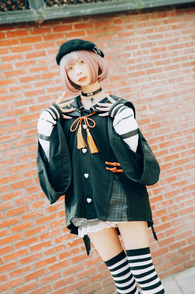 Jillpunk和風モード戦国武将物語 無銘正宗の主 石田三成 家紋刺繡 タータンチェック柄 セーラーカラー 和装 チャイナボタン タッセル紐 現代羽織 ジャケット オリジナル メンズ レディー V系カッコいい おしゃれ男女兼用ファッション秋葉系