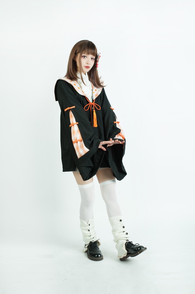 Jillpunk和風モード戦国武将物語 無銘正宗の主 石田三成 家紋刺繡 タータンチェック柄 セーラーカラー 和装 チャイナボタン タッセル紐 現代羽織 ジャケット オリジナル メンズ レディー V系カッコいい おしゃれ男女兼用ファッション秋葉系