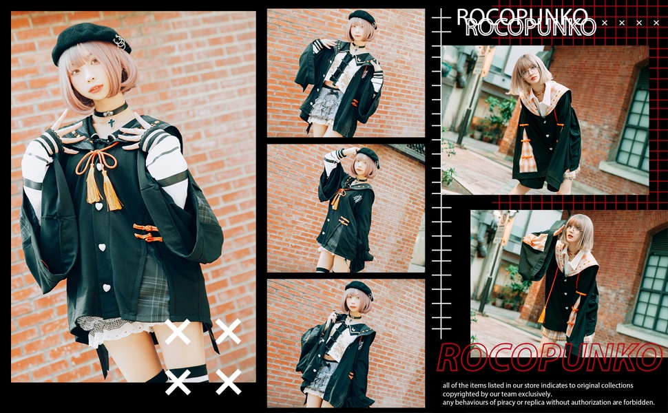 Jillpunk和風モード戦国武将物語 無銘正宗の主 石田三成 家紋刺繡 タータンチェック柄 セーラーカラー 和装 チャイナボタン タッセル紐 現代羽織 ジャケット オリジナル メンズ レディー V系カッコいい おしゃれ男女兼用ファッション秋葉系