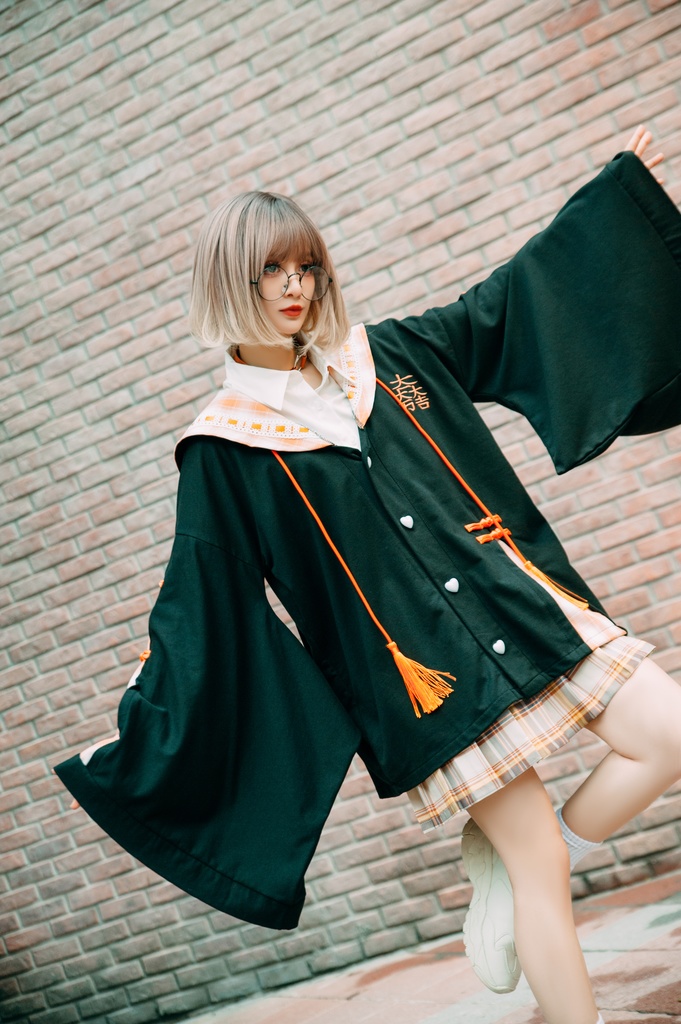 Jillpunk和風モード戦国武将物語 無銘正宗の主 石田三成 家紋刺繡 タータンチェック柄 セーラーカラー 和装 チャイナボタン タッセル紐 現代羽織 ジャケット オリジナル メンズ レディー V系カッコいい おしゃれ男女兼用ファッション秋葉系