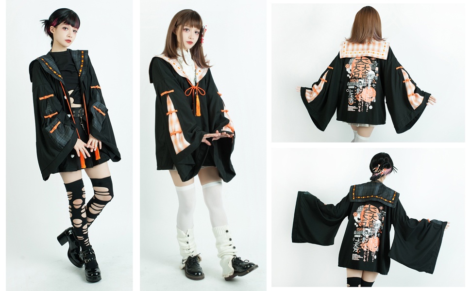 Jillpunk和風モード戦国武将物語 無銘正宗の主 石田三成 家紋刺繡 タータンチェック柄 セーラーカラー 和装 チャイナボタン タッセル紐 現代羽織 ジャケット オリジナル メンズ レディー V系カッコいい おしゃれ男女兼用ファッション秋葉系