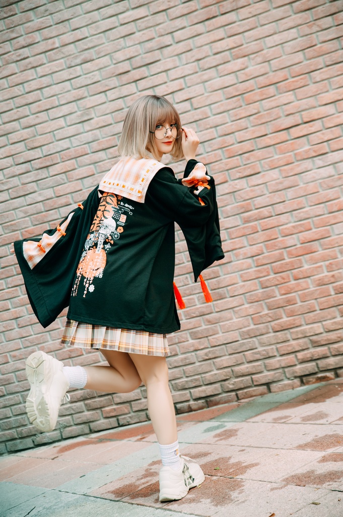 Jillpunk和風モード戦国武将物語 無銘正宗の主 石田三成 家紋刺繡 タータンチェック柄 セーラーカラー 和装 チャイナボタン タッセル紐 現代羽織 ジャケット オリジナル メンズ レディー V系カッコいい おしゃれ男女兼用ファッション秋葉系