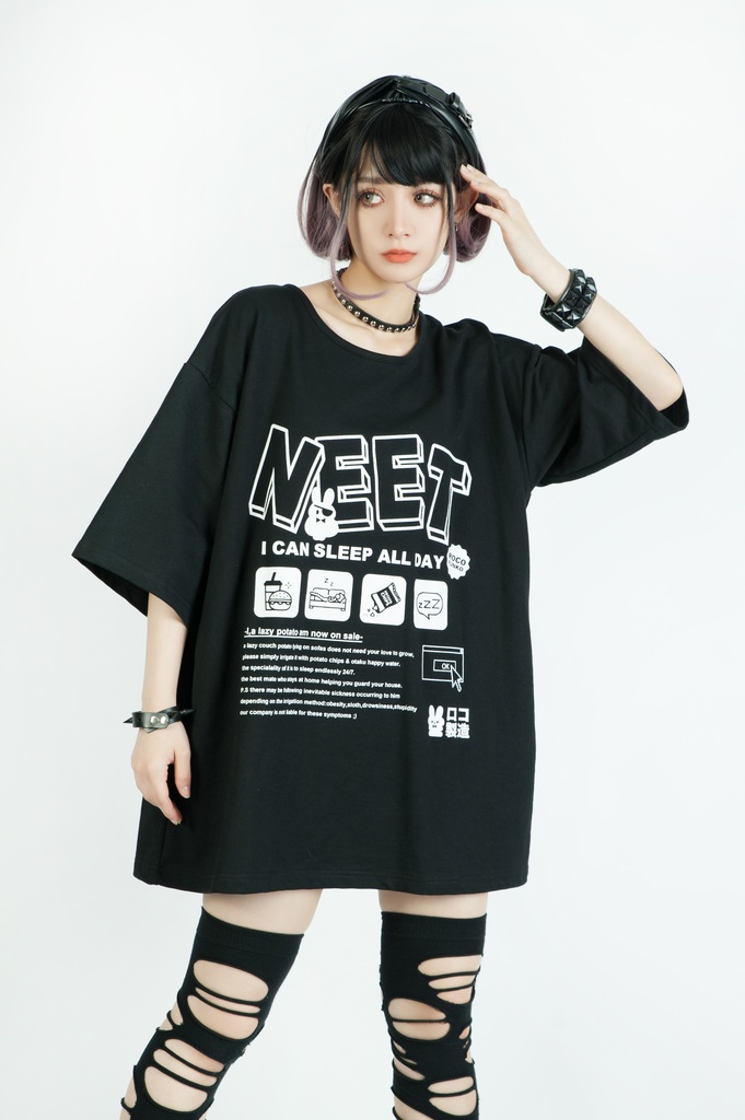 Jillpunkアニメ カッコいいお宅 ニ次コン 機動警察 NEET 自宅警備員 巡査警戒兵 プリント ゆったり半袖 Tシャツ Oversizeオーバーサイズ オリジナル メンズ レディーズ おしゃれ 男女兼用 ファッション 秋葉系 カッコいい