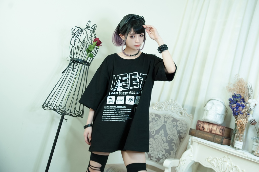 Jillpunkアニメ カッコいいお宅 ニ次コン 機動警察 NEET 自宅警備員 巡査警戒兵 プリント ゆったり半袖 Tシャツ Oversizeオーバーサイズ オリジナル メンズ レディーズ おしゃれ 男女兼用 ファッション 秋葉系 カッコいい