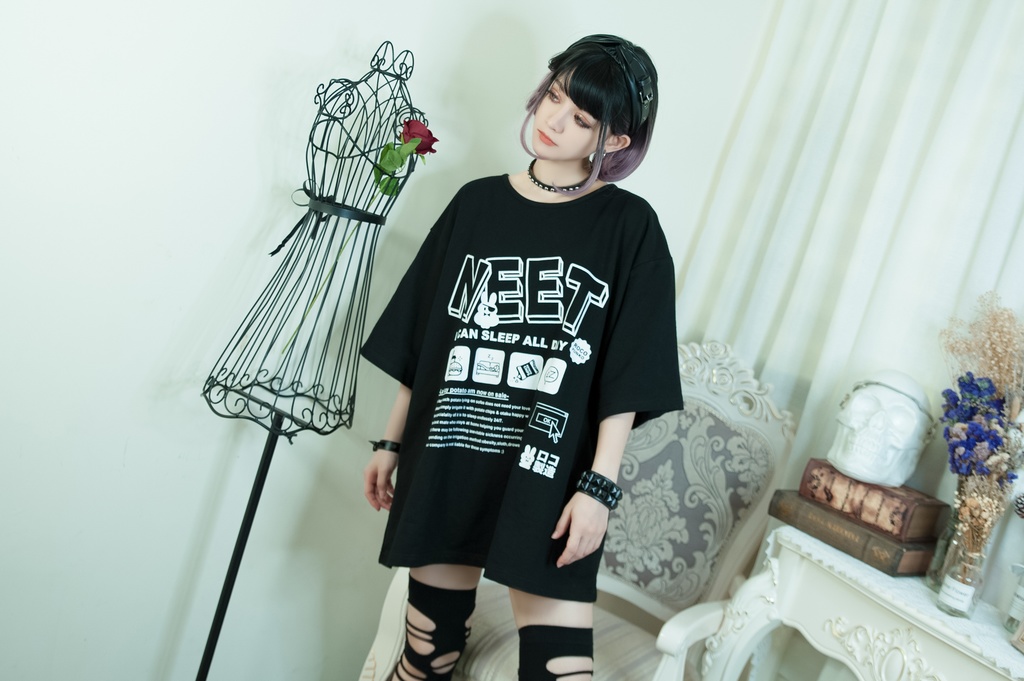 Jillpunkアニメ カッコいいお宅 ニ次コン 機動警察 NEET 自宅警備員 巡査警戒兵 プリント ゆったり半袖 Tシャツ Oversizeオーバーサイズ オリジナル メンズ レディーズ おしゃれ 男女兼用 ファッション 秋葉系 カッコいい