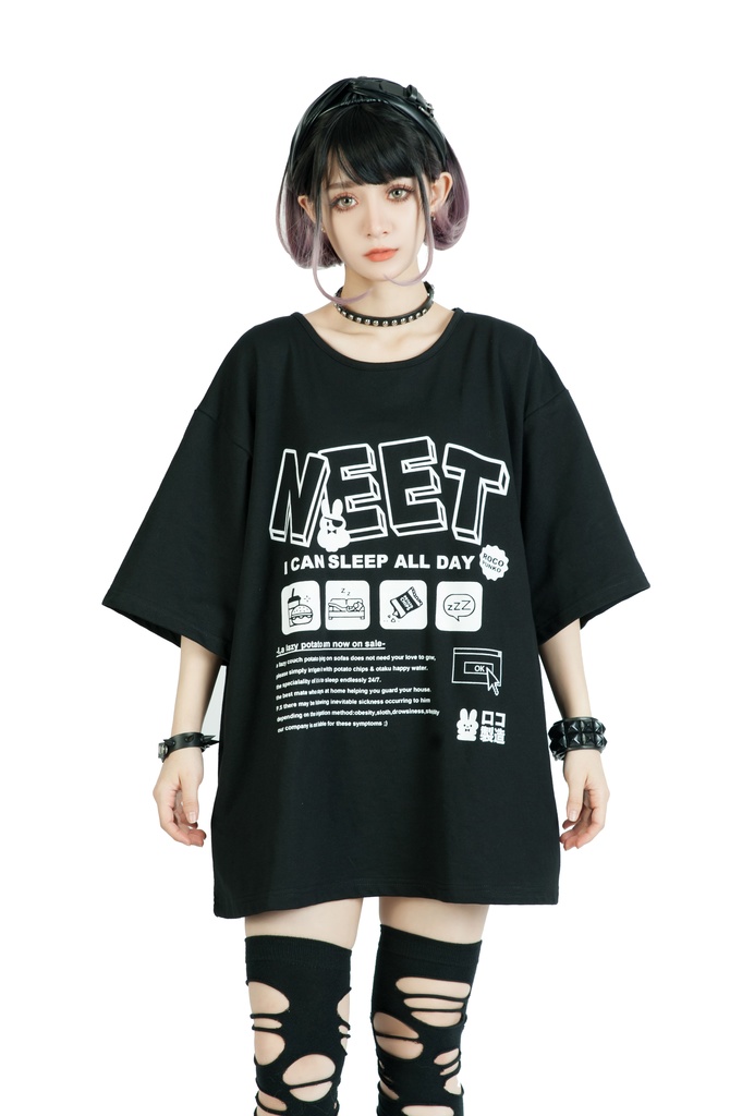 Jillpunkアニメ カッコいいお宅 ニ次コン 機動警察 NEET 自宅警備員 巡査警戒兵 プリント ゆったり半袖 Tシャツ Oversizeオーバーサイズ オリジナル メンズ レディーズ おしゃれ 男女兼用 ファッション 秋葉系 カッコいい