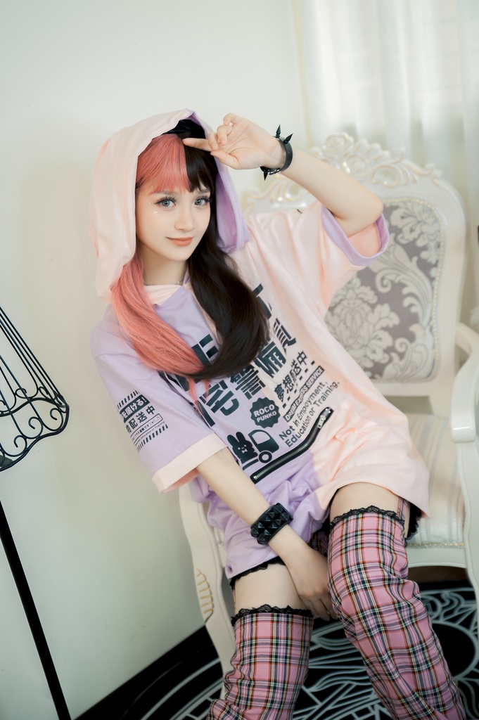 Jillpunkアニメ 可愛いお宅 ニ次コン 機動警察 NEET 自宅警備員 巡査警戒兵 ハーネス付き カンガルーポケット 反対色 うさぎ耳 ゆったり半袖 パーカー オリジナル メンズ レディーズ おしゃれ 男女兼用 ファッション 秋葉系