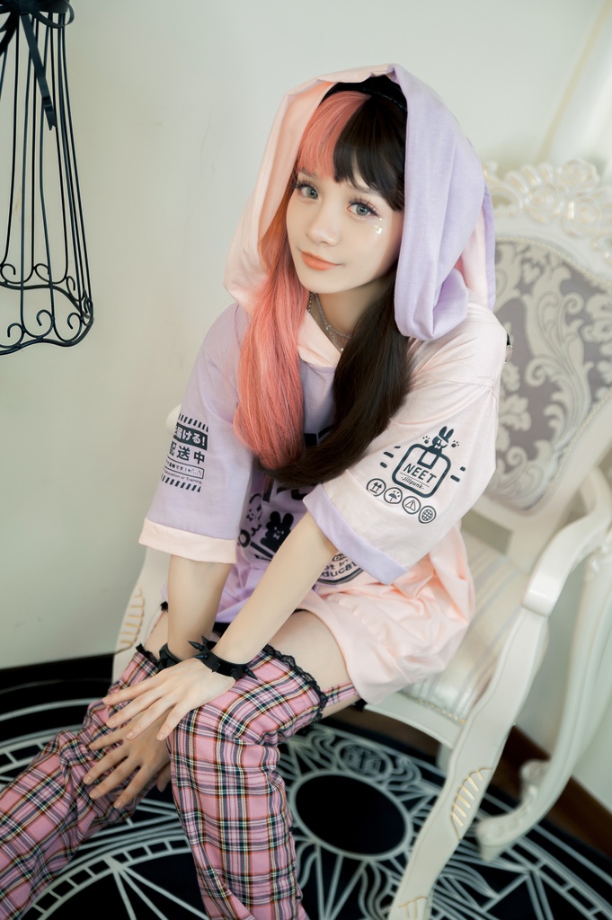 Jillpunkアニメ 可愛いお宅 ニ次コン 機動警察 NEET 自宅警備員 巡査警戒兵 ハーネス付き カンガルーポケット 反対色 うさぎ耳 ゆったり半袖 パーカー オリジナル メンズ レディーズ おしゃれ 男女兼用 ファッション 秋葉系