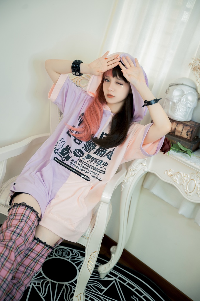 Jillpunkアニメ 可愛いお宅 ニ次コン 機動警察 NEET 自宅警備員 巡査警戒兵 ハーネス付き カンガルーポケット 反対色 うさぎ耳 ゆったり半袖 パーカー オリジナル メンズ レディーズ おしゃれ 男女兼用 ファッション 秋葉系