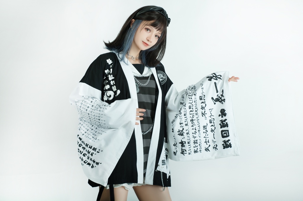 Jillpunk和風モード戦国武将物語 越後の龍 上杉謙信 家紋刺繡 安全ピン 鎖チェーン付き 振袖 和装 現代羽織 ジャケット オリジナル メンズ レディー V系カッコいい おしゃれ男女兼用ファッション秋葉系