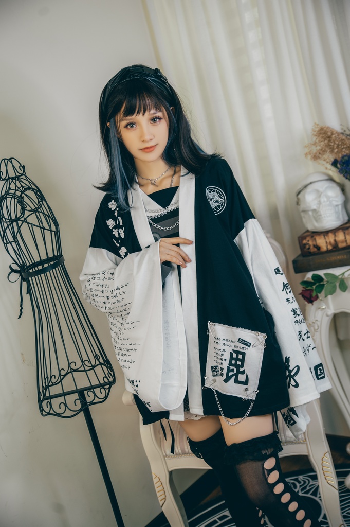 Jillpunk和風モード戦国武将物語 越後の龍 上杉謙信 家紋刺繡 安全ピン 鎖チェーン付き 振袖 和装 現代羽織 ジャケット オリジナル メンズ レディー V系カッコいい おしゃれ男女兼用ファッション秋葉系