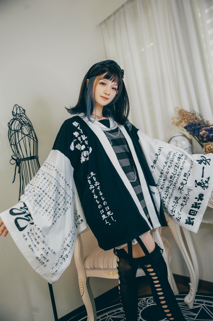 Jillpunk和風モード戦国武将物語 越後の龍 上杉謙信 家紋刺繡 安全ピン 鎖チェーン付き 振袖 和装 現代羽織 ジャケット オリジナル メンズ レディー V系カッコいい おしゃれ男女兼用ファッション秋葉系