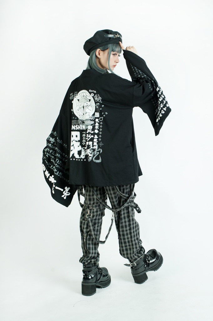 Jillpunk和風モード戦国武将物語 越後の龍 上杉謙信 家紋刺繡 安全ピン 鎖チェーン付き 振袖 和装 現代羽織 ジャケット オリジナル メンズ レディー V系カッコいい おしゃれ男女兼用ファッション秋葉系