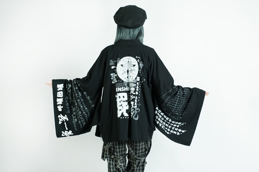 Jillpunk和風モード戦国武将物語 越後の龍 上杉謙信 家紋刺繡 安全ピン 鎖チェーン付き 振袖 和装 現代羽織 ジャケット オリジナル メンズ レディー V系カッコいい おしゃれ男女兼用ファッション秋葉系