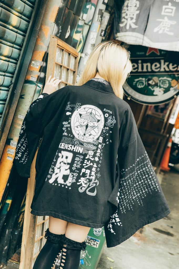 Jillpunk和風モード戦国武将物語 越後の龍 上杉謙信 家紋刺繡 安全ピン 鎖チェーン付き 振袖 和装 現代羽織 ジャケット オリジナル メンズ レディー V系カッコいい おしゃれ男女兼用ファッション秋葉系