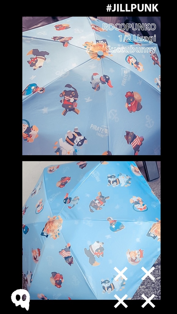 Jillpunk芝麻コラボアニメ お宅 ニ次コン エジプト神話ベビー東方神獸 マスコットプリント 晴雨兼用 遮光 遮熱 日傘 uvカット 折りたたみ傘 収納ポーチ付き 携帯便利 オリジナル メンズ レディーズ 男女兼用 ファッション 可愛い