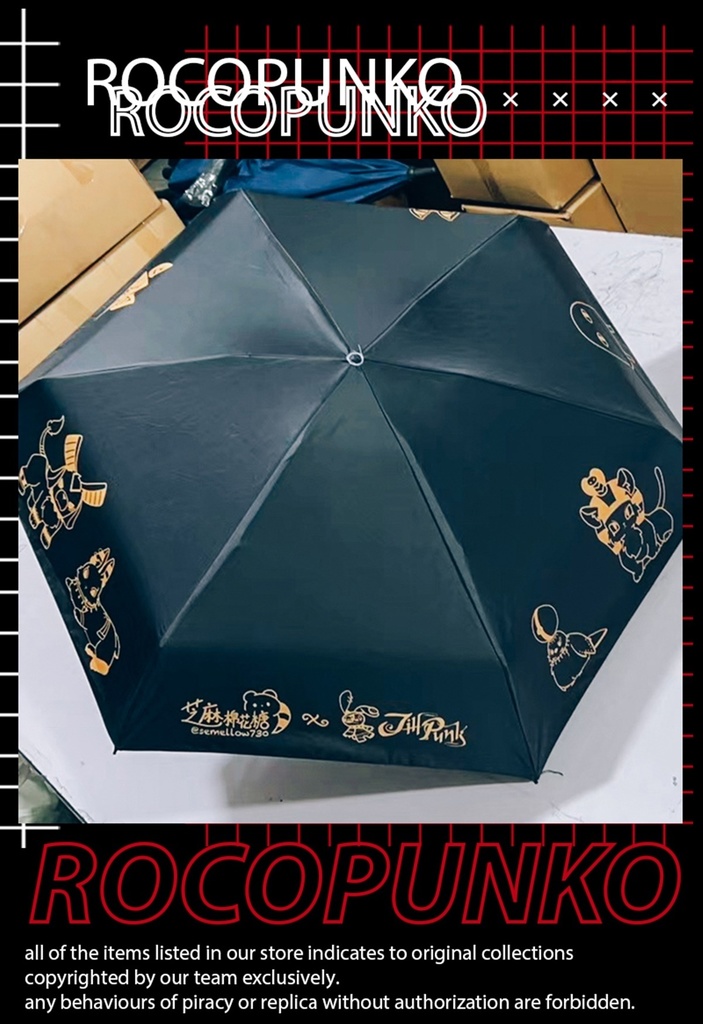 Jillpunk芝麻コラボアニメ お宅 ニ次コン エジプト神話ベビー東方神獸 マスコットプリント 晴雨兼用 遮光 遮熱 日傘 uvカット 折りたたみ傘 収納ポーチ付き 携帯便利 オリジナル メンズ レディーズ 男女兼用 ファッション 可愛い