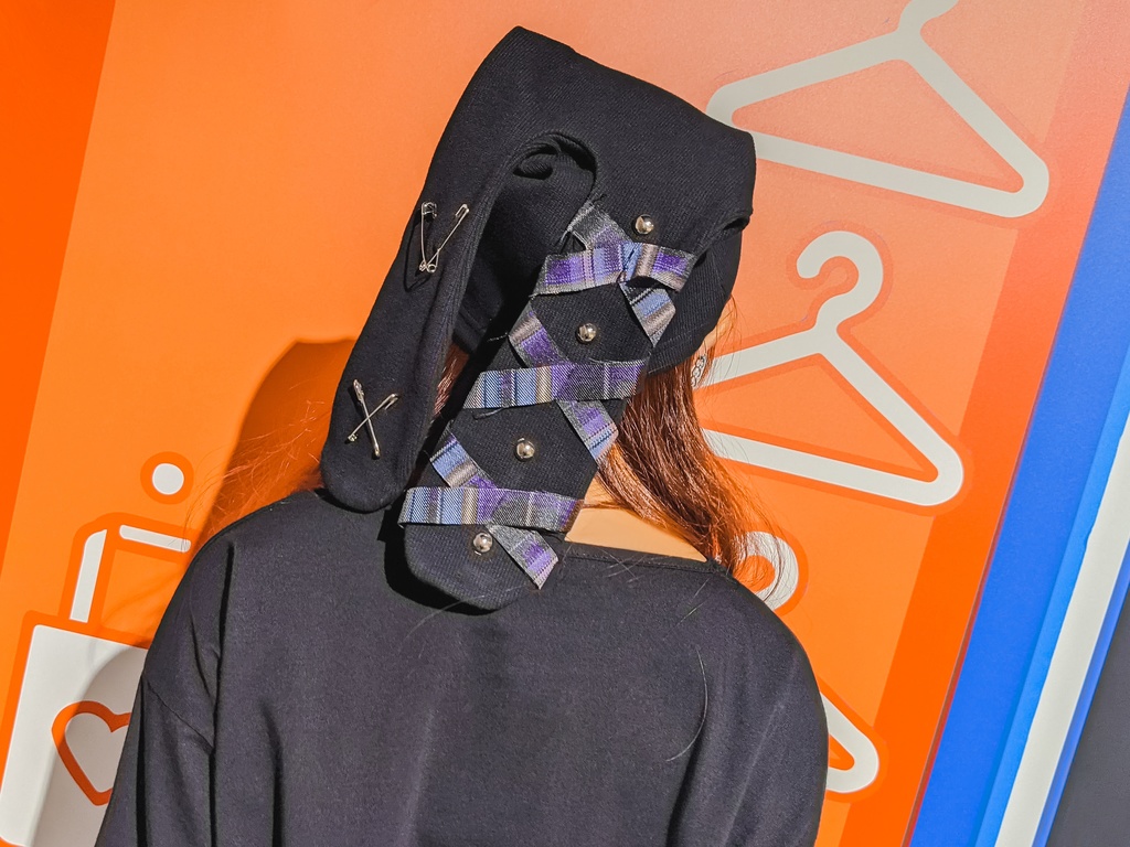 Jillpunk地雷系病みカワ パンクロック ミイラうさぎ タータン包帯 スカル刺繡 兎耳 安全ピン 鎖チェーン付き ニット ビーニー帽子 オリジナル 可愛い おしゃれ ファッション秋葉系萌え