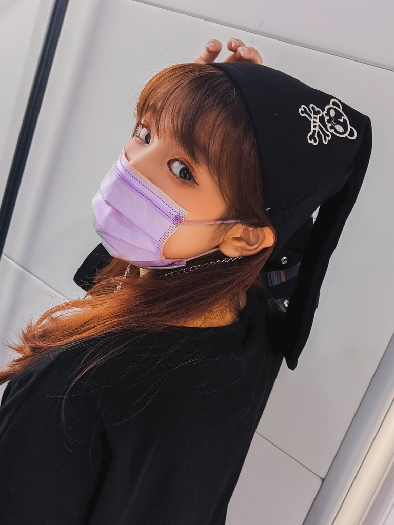 Jillpunk地雷系病みカワ パンクロック ミイラうさぎ タータン包帯 スカル刺繡 兎耳 安全ピン 鎖チェーン付き ニット ビーニー帽子 オリジナル 可愛い おしゃれ ファッション秋葉系萌え