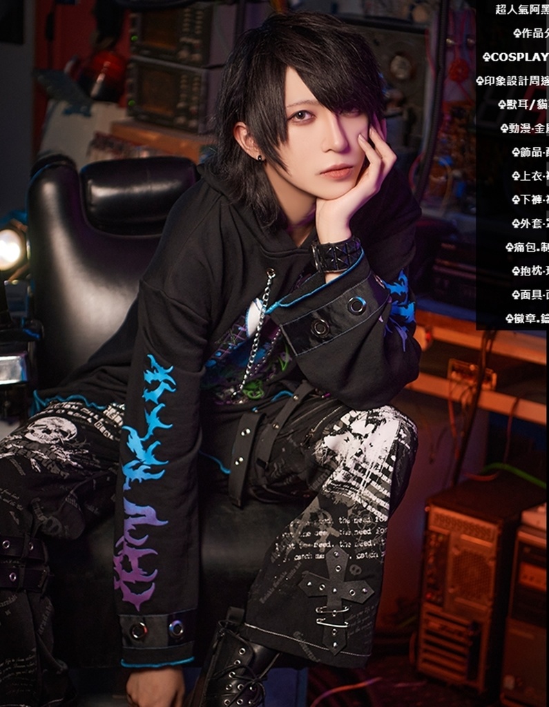 Jillpunk病みカワ Y2K ハロウィン インプパーティー 3Dツノ付き アシンメトリー変形の裾 穴開き クラッシュ 長袖 ゆったりパーカー オリジナルメンズ レディーズ カジュアル おしゃれ男女兼用 可愛い