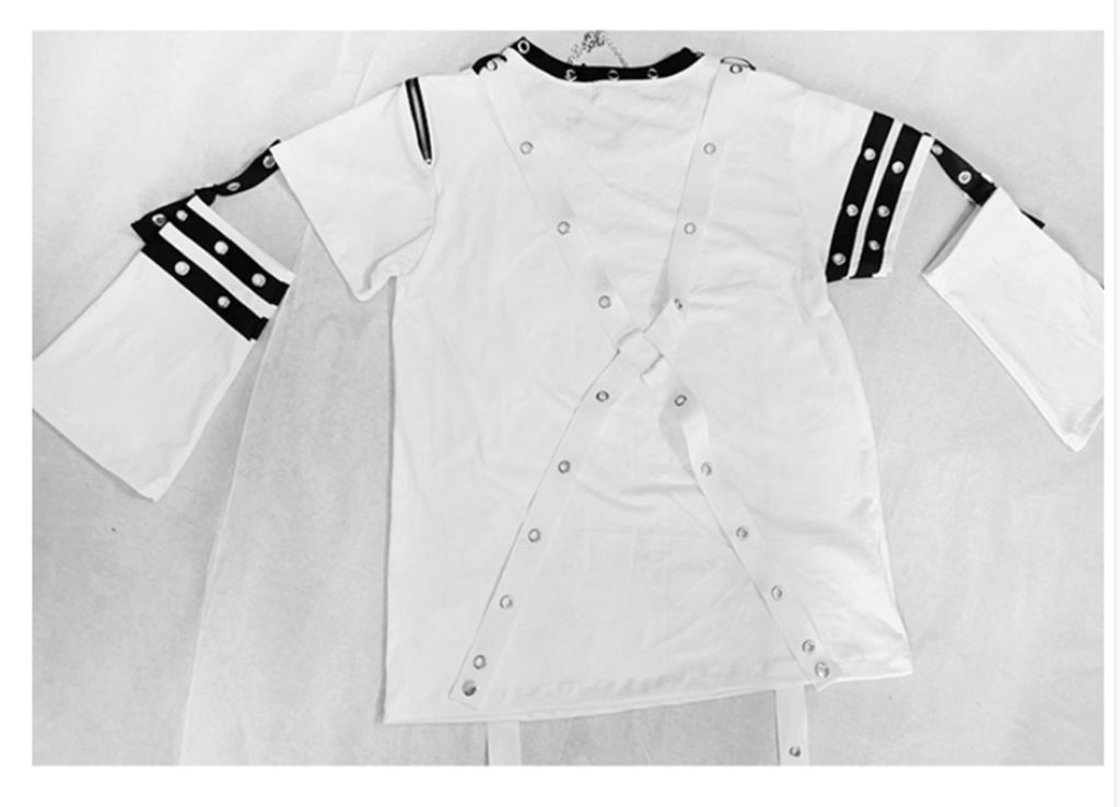 Jillpunk パンク ロック エモい Y2K 甜牙草莓コラボ 死びとの恋 ハーネス 十字架ネックレス アームカバー付き ゆったり 半袖 Tシャツ・カットソー オリジナル おしゃれ男女兼用ファッション メンズ レディース