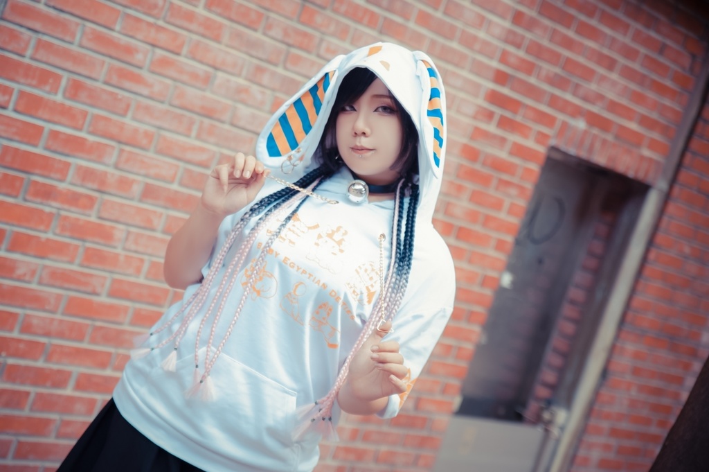 Jillpunk芝麻コラボアニメ 可愛い お宅 ニ次コン エジプト神話ベビー家族チーム 鎖チェーン ゆったり 兎耳 半袖 パーカー オリジナル メンズ レディーズ おしゃれ 男女兼用 ファッション 秋葉系 可愛い 猫系