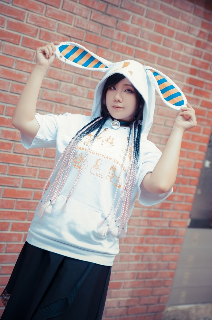 Jillpunk芝麻コラボアニメ 可愛い お宅 ニ次コン エジプト神話ベビー家族チーム 鎖チェーン ゆったり 兎耳 半袖 パーカー オリジナル メンズ レディーズ おしゃれ 男女兼用 ファッション 秋葉系 可愛い 猫系