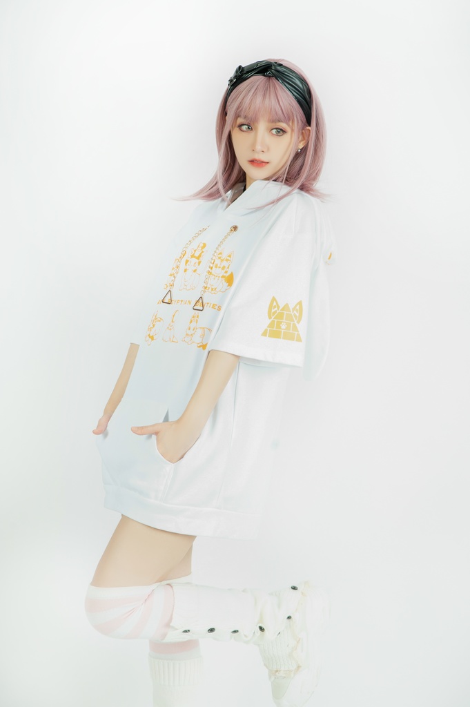 Jillpunk芝麻コラボアニメ 可愛い お宅 ニ次コン エジプト神話ベビー家族チーム 鎖チェーン ゆったり 兎耳 半袖 パーカー オリジナル メンズ レディーズ おしゃれ 男女兼用 ファッション 秋葉系 可愛い 猫系