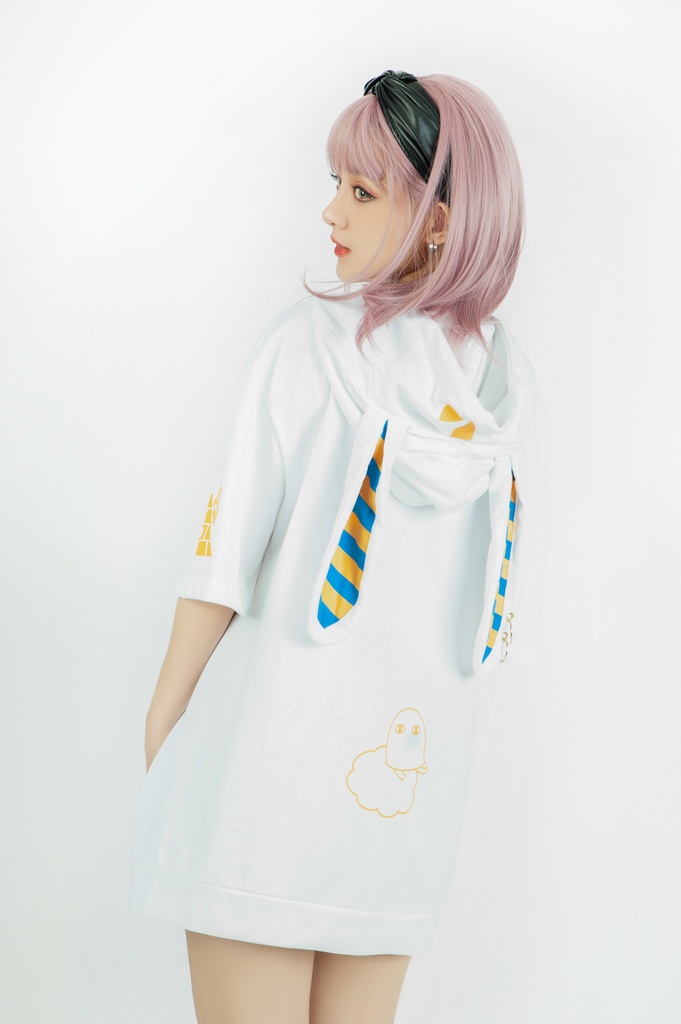 Jillpunk芝麻コラボアニメ 可愛い お宅 ニ次コン エジプト神話ベビー家族チーム 鎖チェーン ゆったり 兎耳 半袖 パーカー オリジナル メンズ レディーズ おしゃれ 男女兼用 ファッション 秋葉系 可愛い 猫系