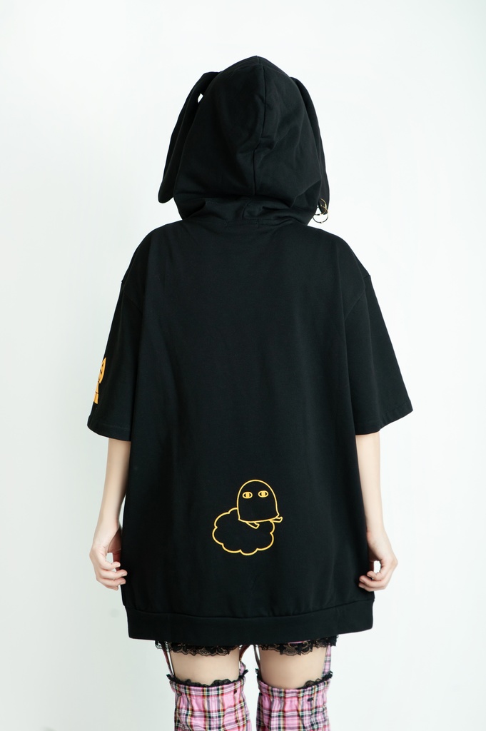 Jillpunk芝麻コラボアニメ 可愛い お宅 ニ次コン エジプト神話ベビー家族チーム 鎖チェーン ゆったり 兎耳 半袖 パーカー オリジナル メンズ レディーズ おしゃれ 男女兼用 ファッション 秋葉系 可愛い 猫系