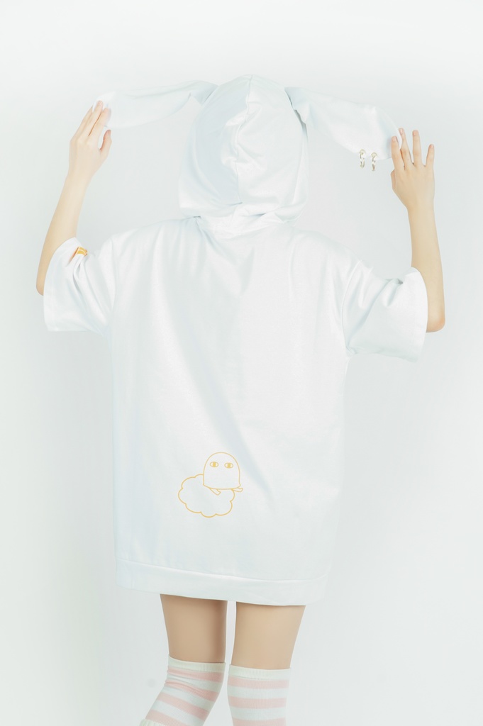 Jillpunk芝麻コラボアニメ 可愛い お宅 ニ次コン エジプト神話ベビー家族チーム 鎖チェーン ゆったり 兎耳 半袖 パーカー オリジナル メンズ レディーズ おしゃれ 男女兼用 ファッション 秋葉系 可愛い 猫系