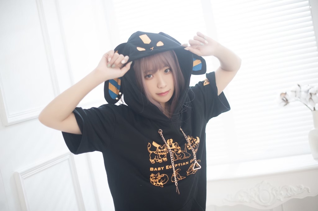 Jillpunk芝麻コラボアニメ 可愛い お宅 ニ次コン エジプト神話ベビー家族チーム 鎖チェーン ゆったり 兎耳 半袖 パーカー オリジナル メンズ レディーズ おしゃれ 男女兼用 ファッション 秋葉系 可愛い 猫系