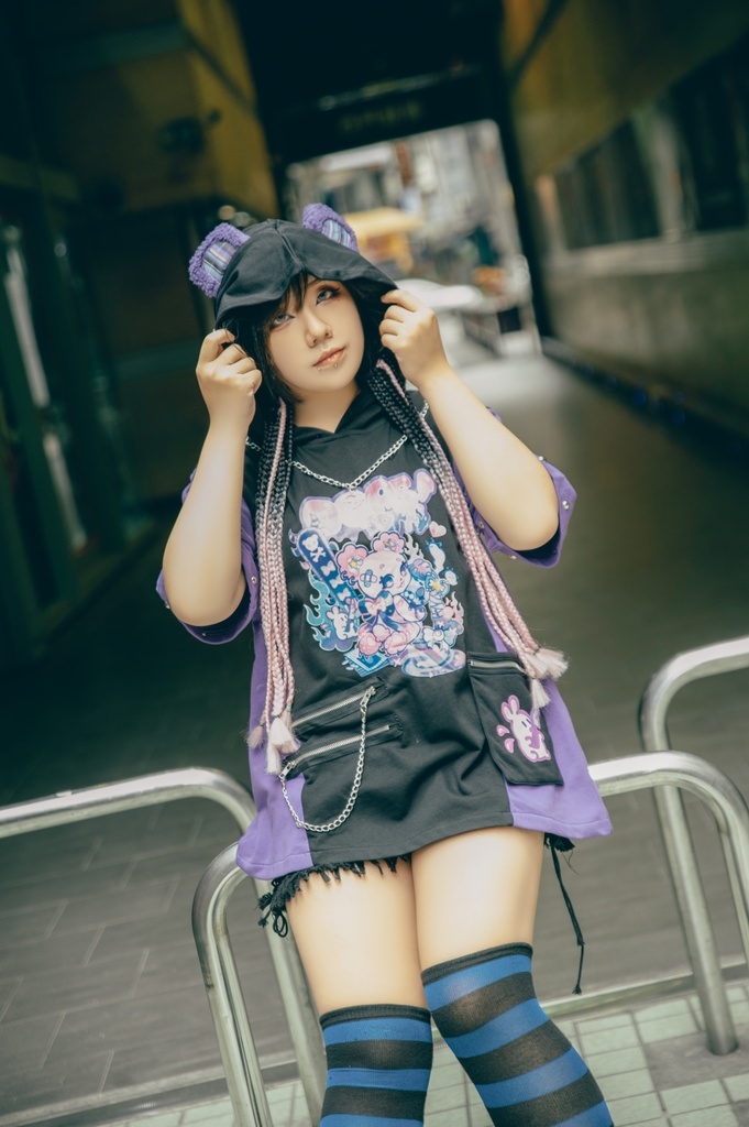 Jillpunk 地雷系 病みかわ 台湾刺青師喃喃コラボ 悪魔の恋人 反対色 熊耳 ゆったり 鎖チェーン付き 半袖 パーカーオリジナル 可愛い おしゃれ ファッション秋葉系萌え ロリータ