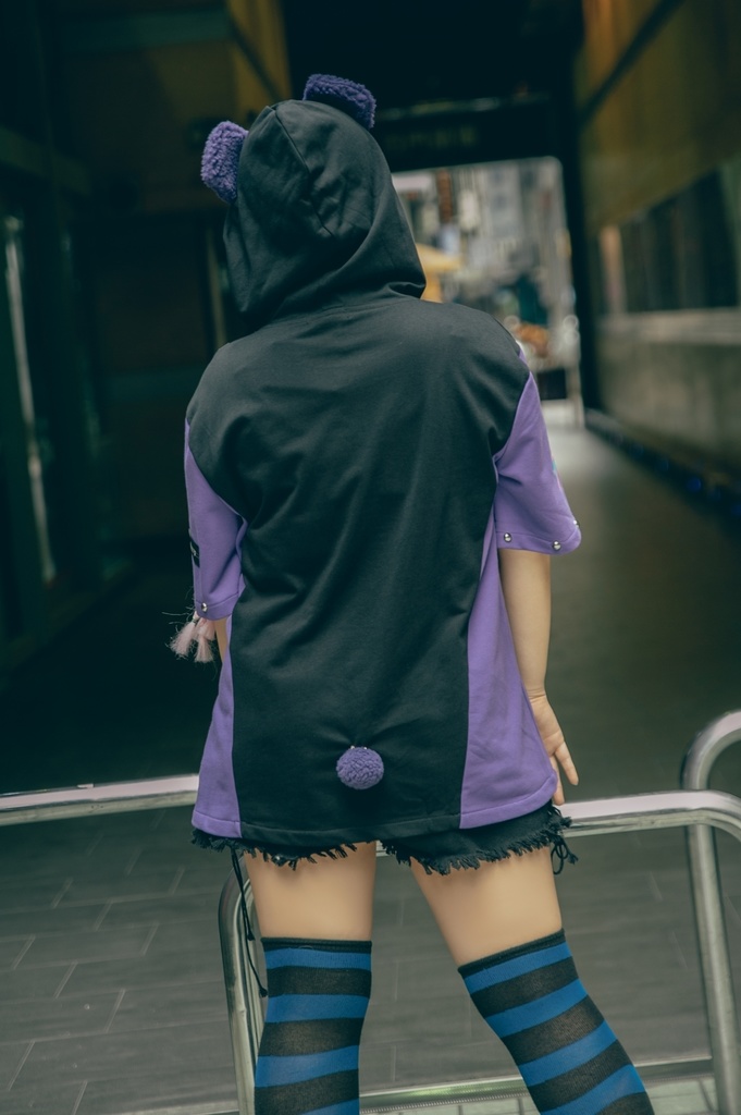 Jillpunk 地雷系 病みかわ 台湾刺青師喃喃コラボ 悪魔の恋人 反対色 熊耳 ゆったり 鎖チェーン付き 半袖 パーカーオリジナル 可愛い おしゃれ ファッション秋葉系萌え ロリータ