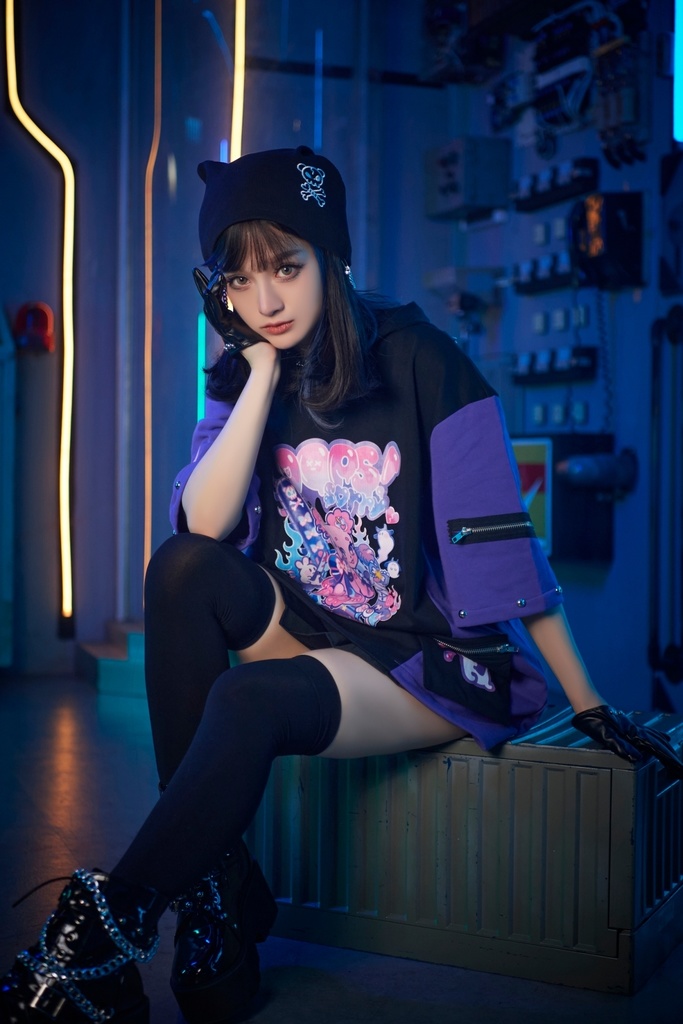 Jillpunk 地雷系 病みかわ 台湾刺青師喃喃コラボ 悪魔の恋人 反対色 熊耳 ゆったり 鎖チェーン付き 半袖 パーカーオリジナル 可愛い おしゃれ ファッション秋葉系萌え ロリータ