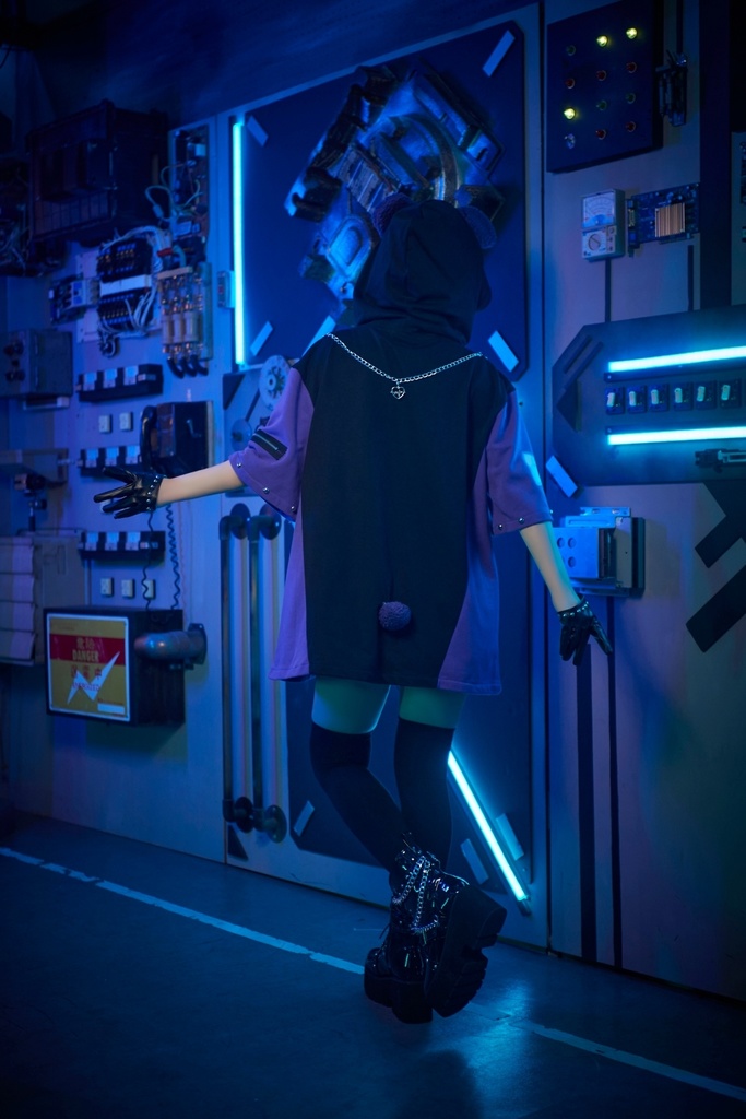 Jillpunk 地雷系 病みかわ 台湾刺青師喃喃コラボ 悪魔の恋人 反対色 熊耳 ゆったり 鎖チェーン付き 半袖 パーカーオリジナル 可愛い おしゃれ ファッション秋葉系萌え ロリータ