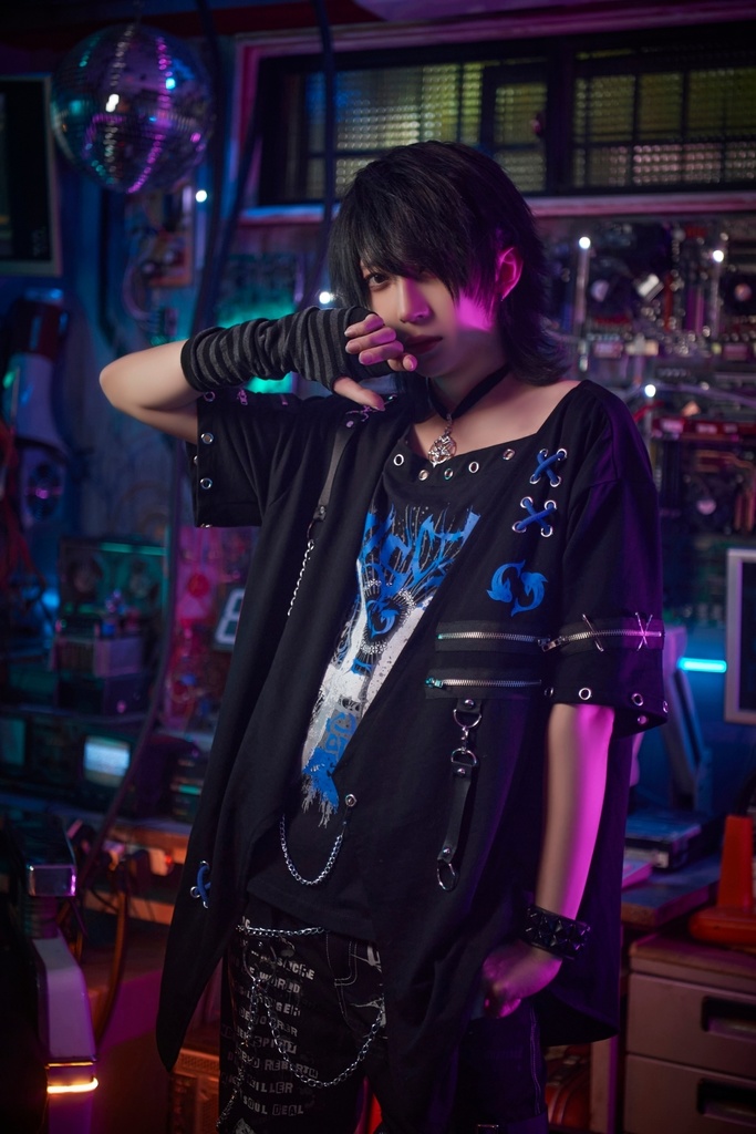 Jillpunkパンクロック エモい 宿命の絆 魚座 重ね着 レースアップ 鎖チェーン 安全ピン付き ゆったり 半袖Tシャツカットソー オリジナル カッコいいメンズ レディー V系 おしゃれ大きいサイズ男女兼用ファッション