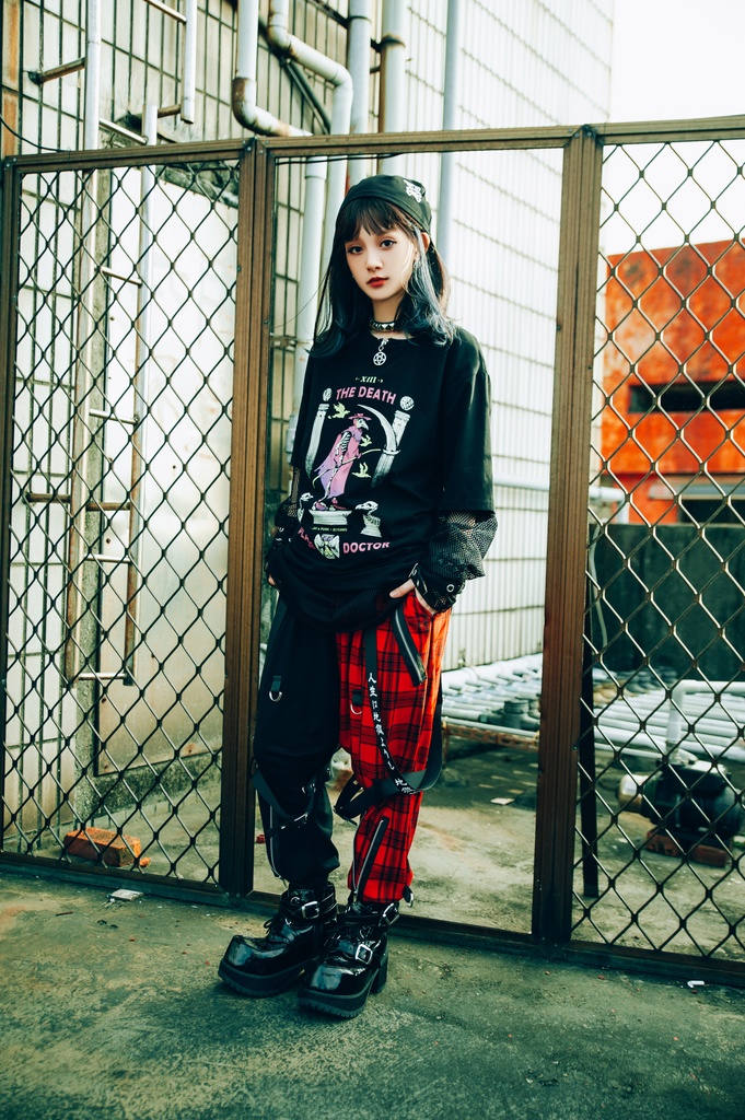 Jillpunk台湾画師三目道具屋コラボ クール系 パンクロック ダーク タロット死神 ペスト医師 ゆったり 半袖 Tシャツ 男女兼用 レディース メンズ かっこいい オリジナル おしゃれ